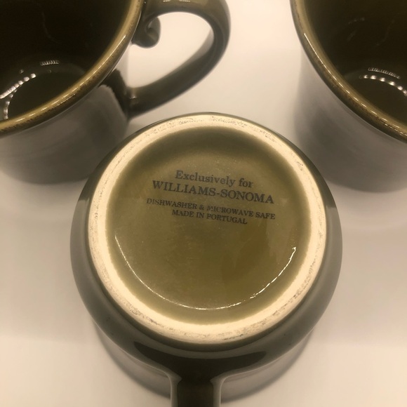 Williams Sonoma Coffee Mugs Made In Portugal Set Of 3 Olive Green - Picture 8 of 9